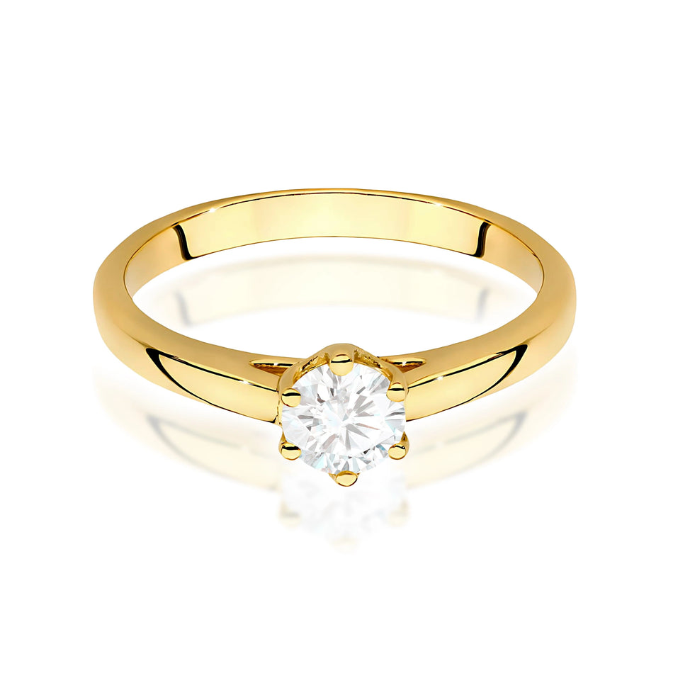 Prsteň zo žltého zlata s lab-grown diamantom 0,40 ct Round/Brilliant