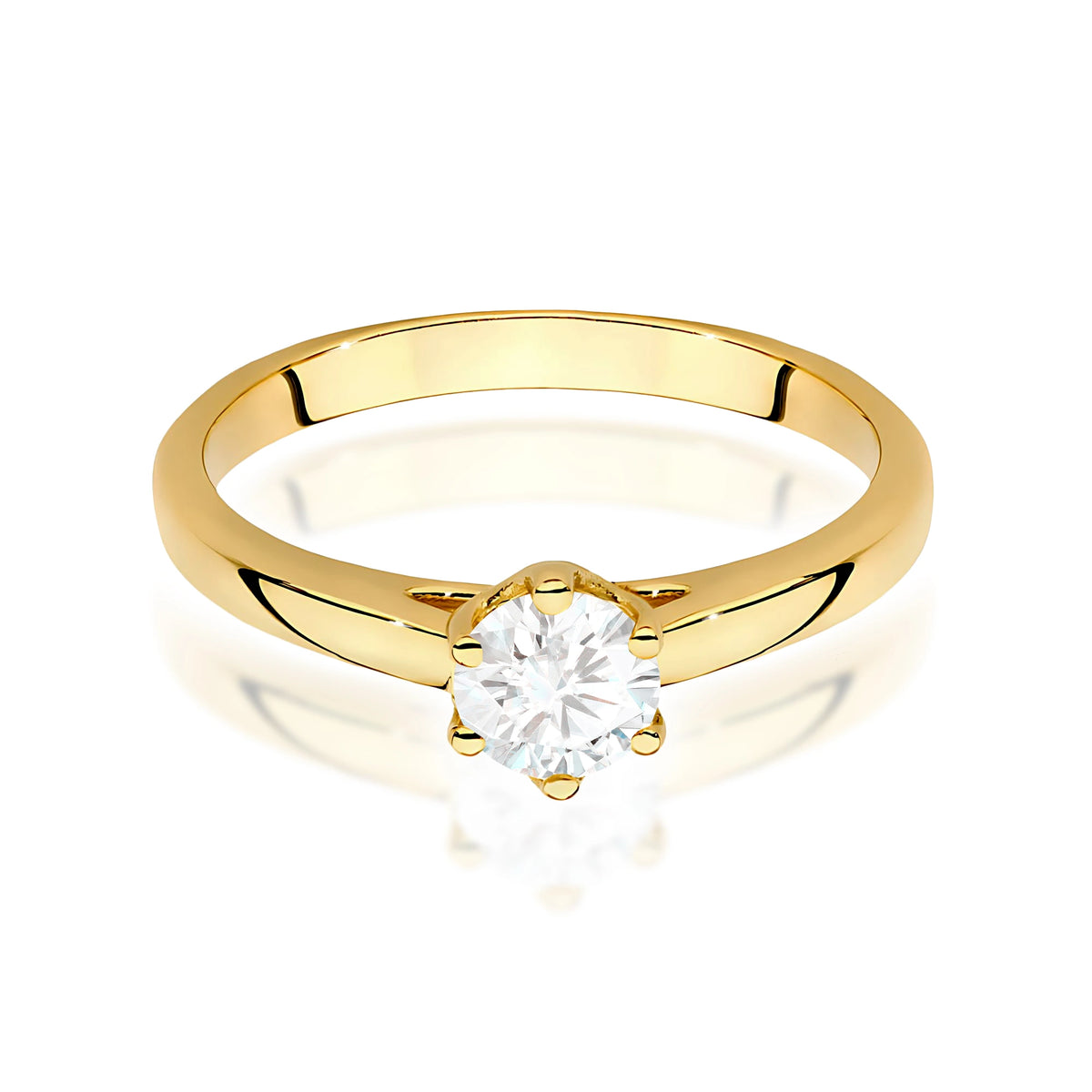 Prsteň zo žltého zlata s lab-grown diamantom 0,50 ct Round/Brilliant