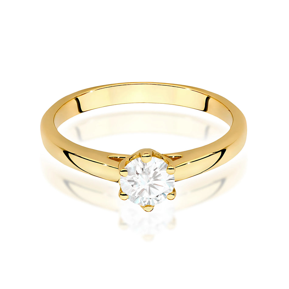 Prsteň zo žltého zlata s lab-grown diamantom 0,50 ct Round/Brilliant