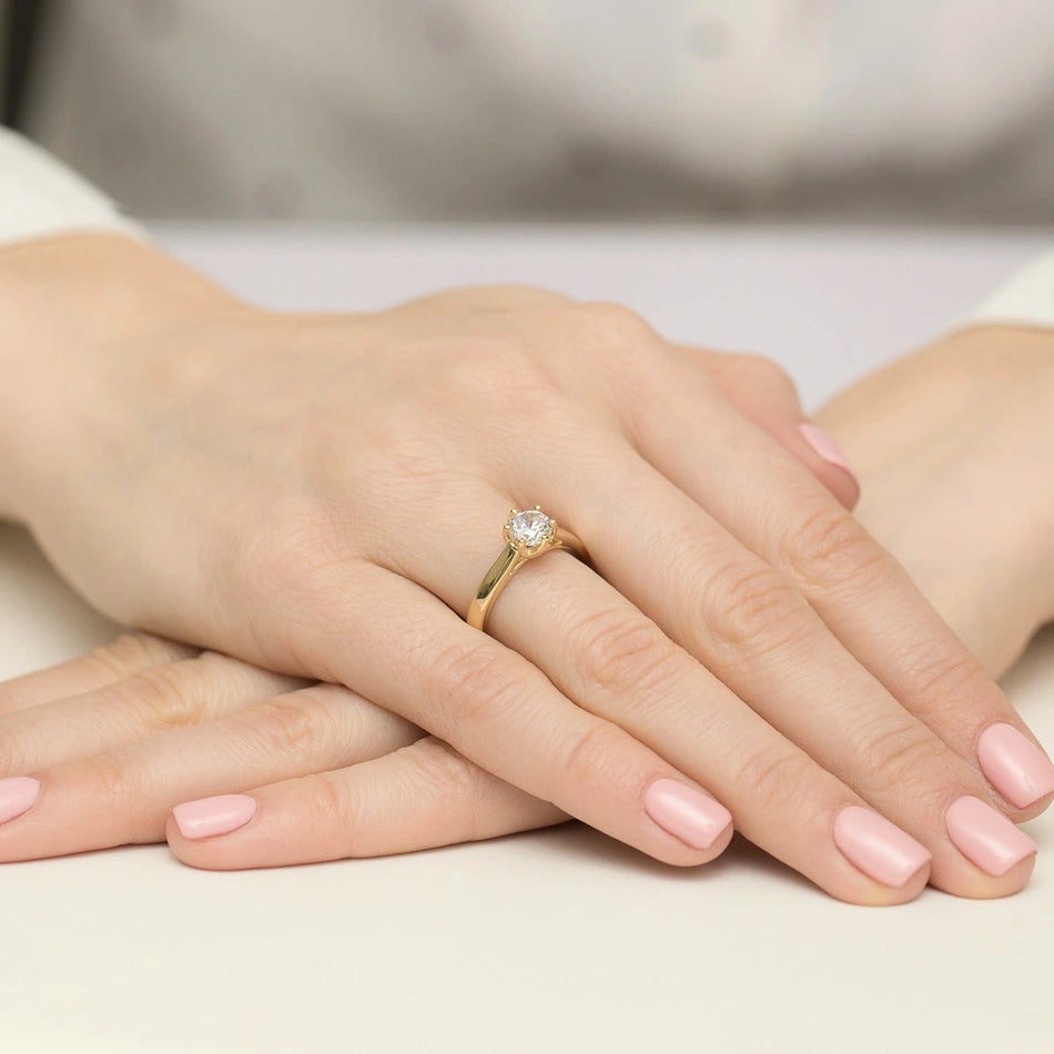 Prsteň zo žltého zlata s lab-grown diamantom 0,70 ct Round/Brilliant
