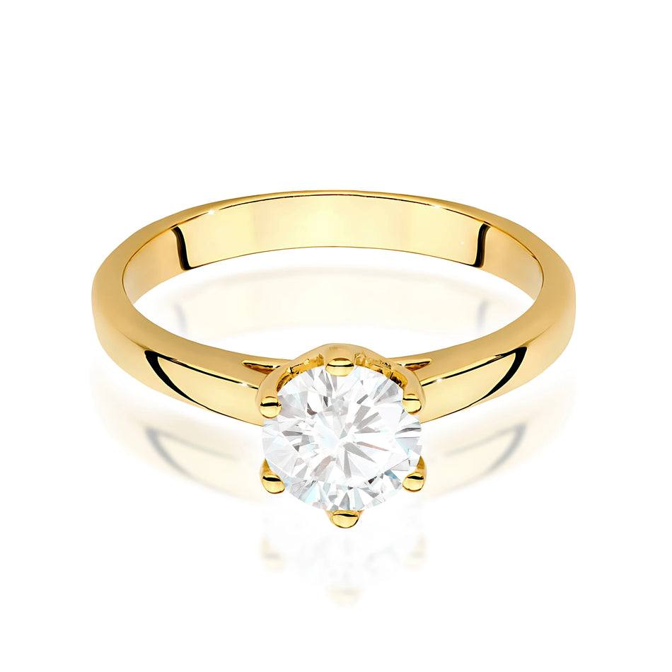 Prsteň zo žltého zlata s lab-grown diamantom 1,00 ct Round/Brilliant