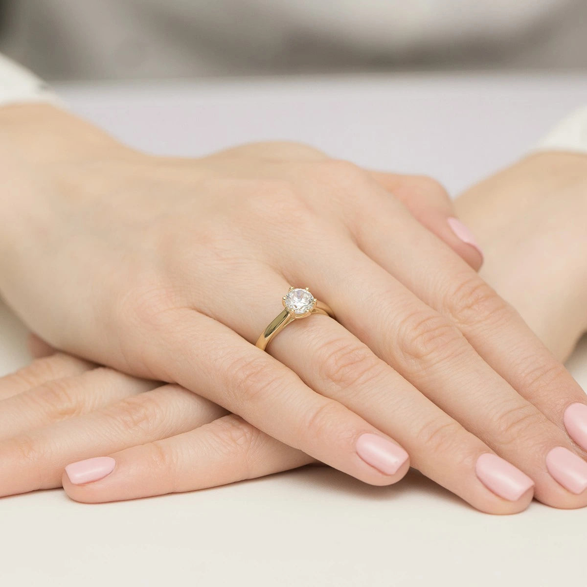 Prsteň zo žltého zlata s lab-grown diamantom 1,00 ct Round/Brilliant