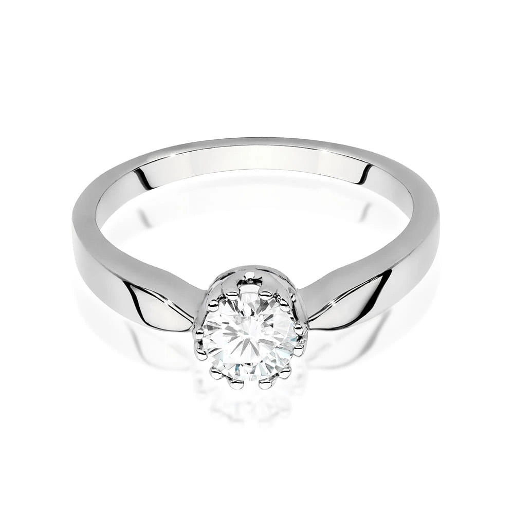 Prsteň z bieleho zlata s lab-grown diamantom Round/Brilliant s hmotnosťou 0,40 ct