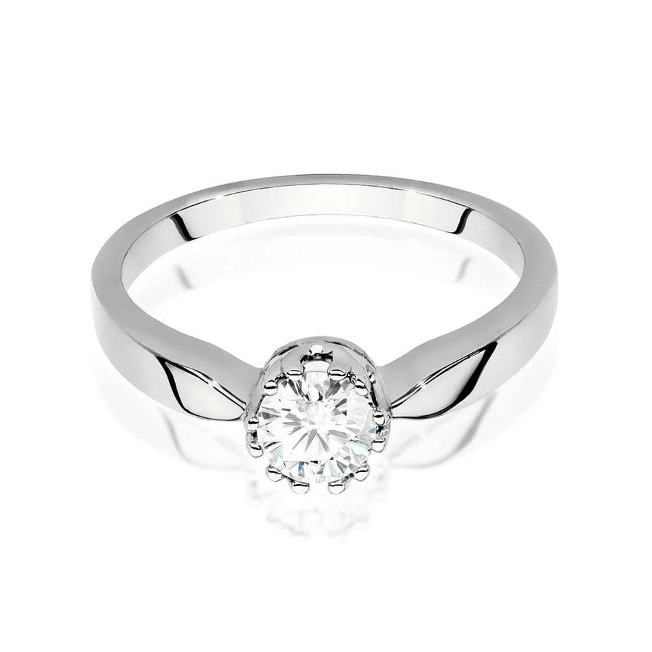 Prsteň z bieleho zlata s lab-grown diamantom Round/Brilliant s hmotnosťou 0,40 ct