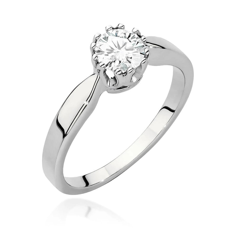 Prsteň z bieleho zlata s lab-grown diamantom Round/Brilliant s hmotnosťou 0,50 ct