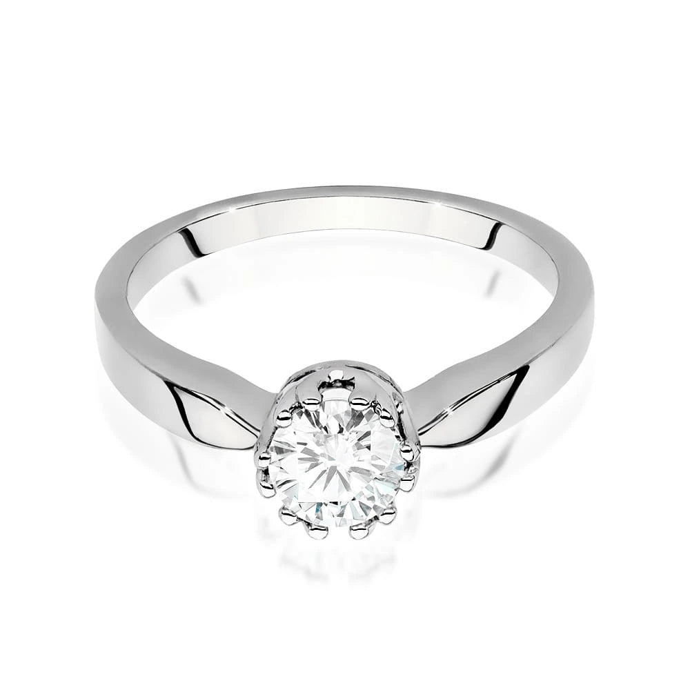 Prsteň z bieleho zlata s lab-grown diamantom Round/Brilliant s hmotnosťou 0,50 ct