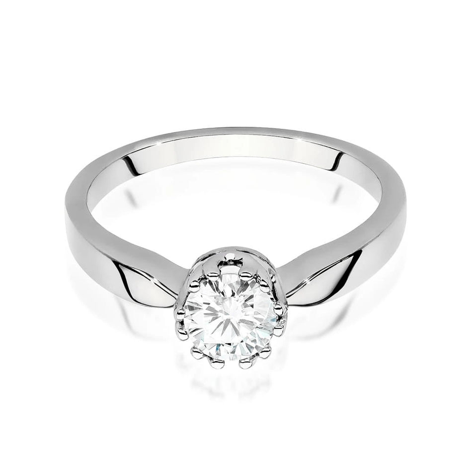 Prsteň z bieleho zlata s lab-grown diamantom Round/Brilliant s hmotnosťou 0,50 ct