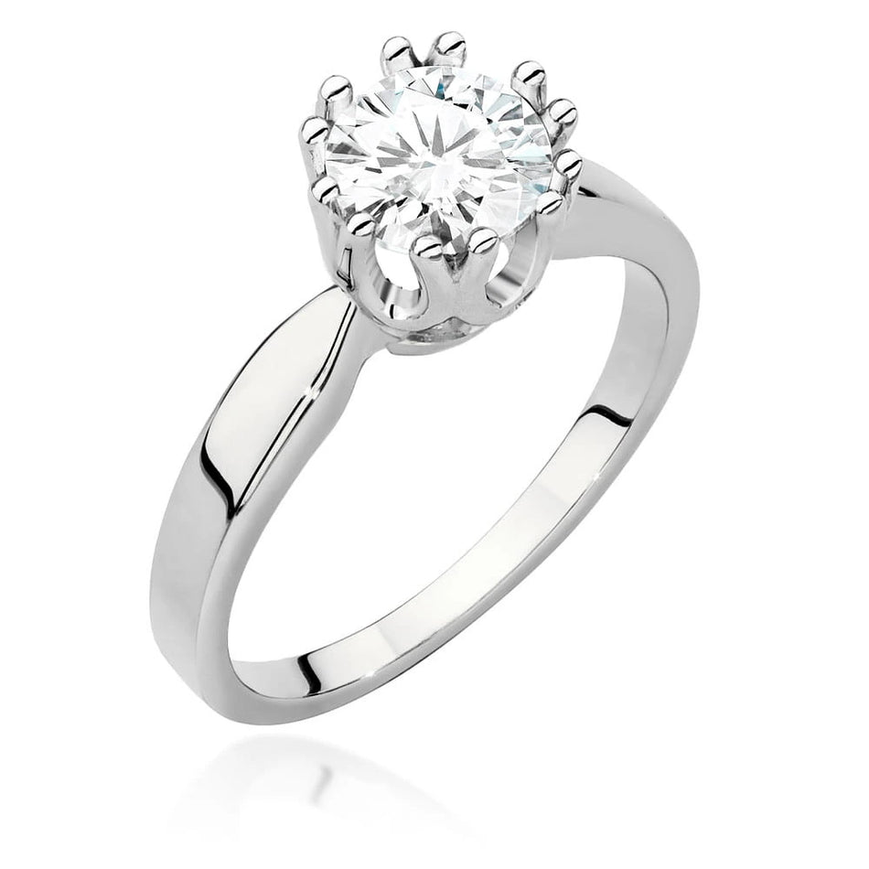 Prsteň z bieleho zlata s lab-grown diamantom Round/Brilliant s hmotnosťou 1,00 ct