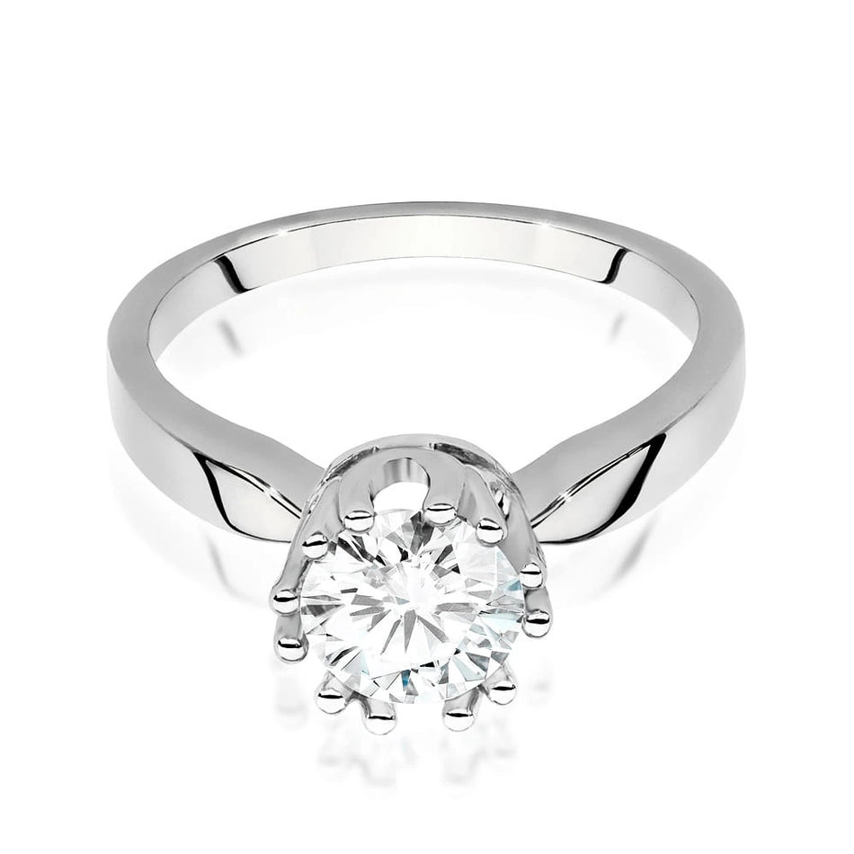 Prsteň z bieleho zlata s lab-grown diamantom Round/Brilliant s hmotnosťou 1,00 ct