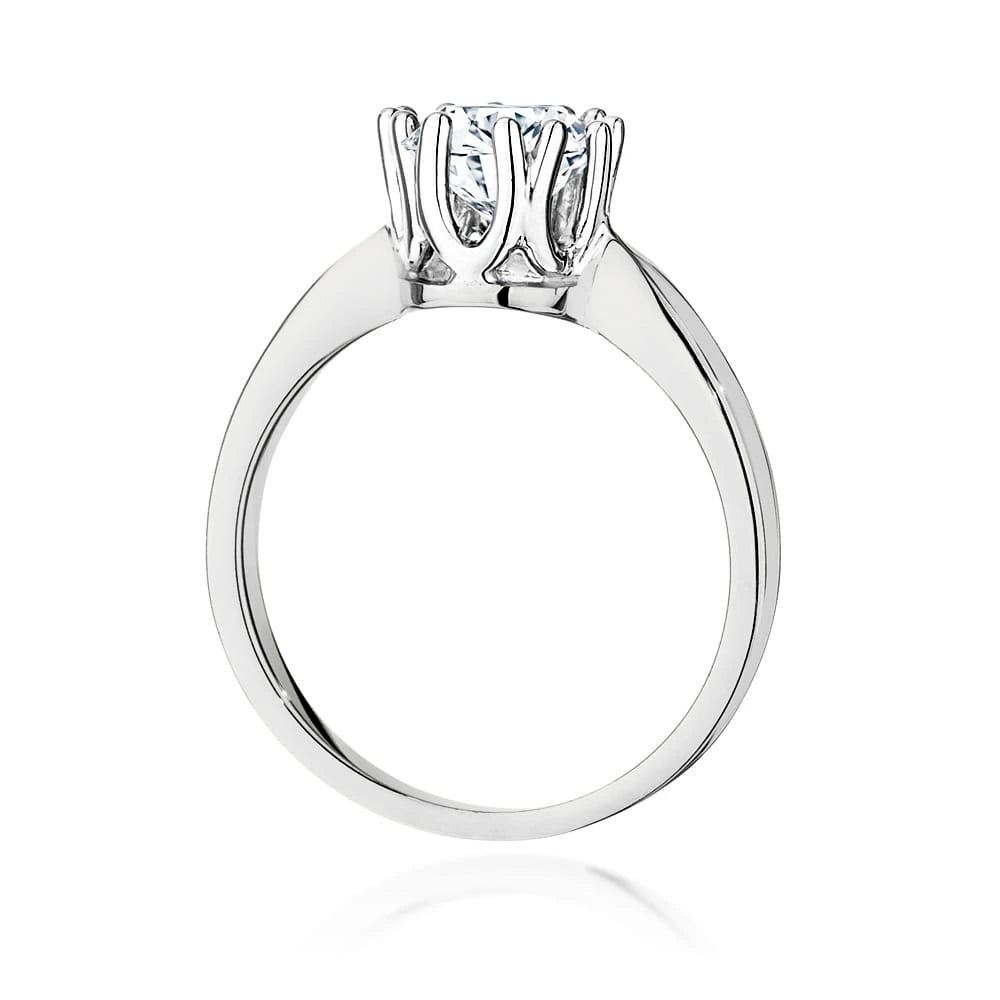 Prsteň z bieleho zlata s lab-grown diamantom Round/Brilliant s hmotnosťou 1,00 ct