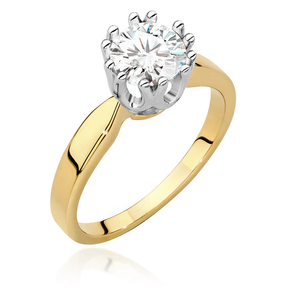 Prsteň zo žltého zlata s lab-grown diamantom Round/Brilliant s hmotnosťou 1,00 ct