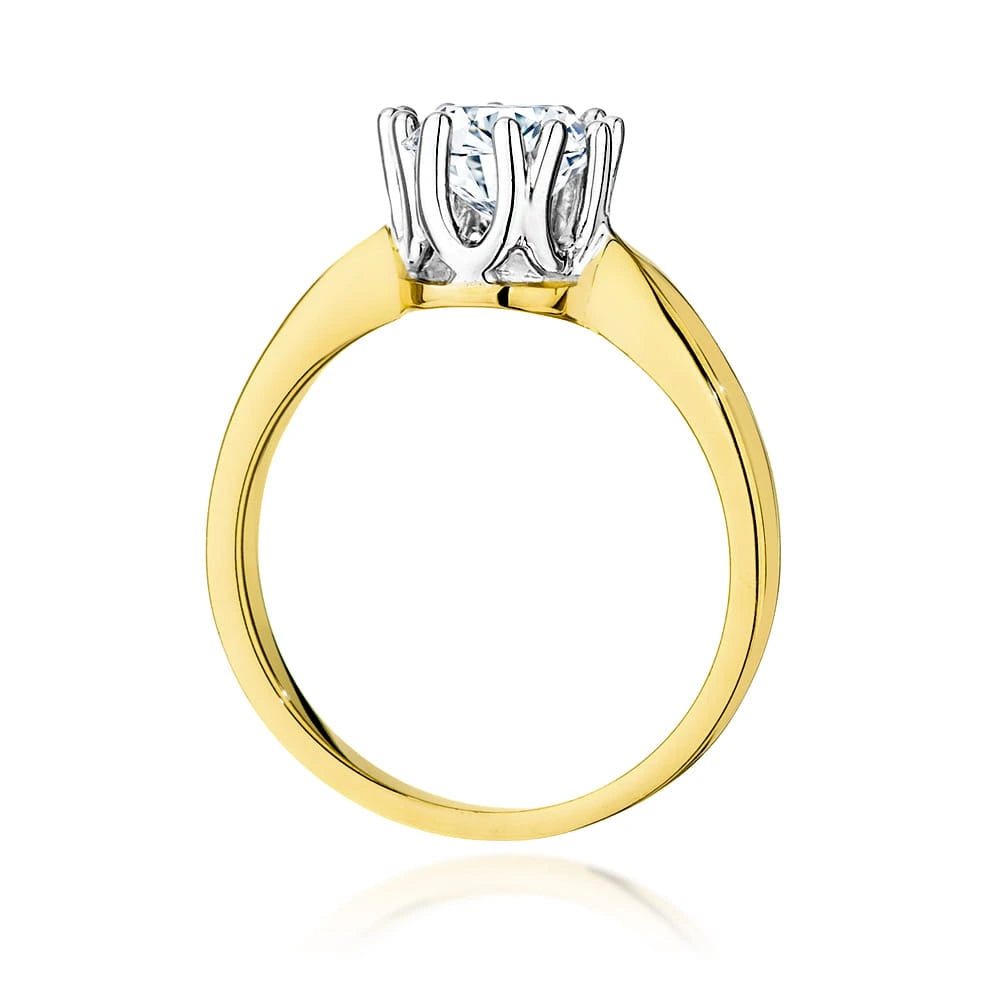 Prsteň zo žltého zlata s lab-grown diamantom Round/Brilliant s hmotnosťou 1,00 ct