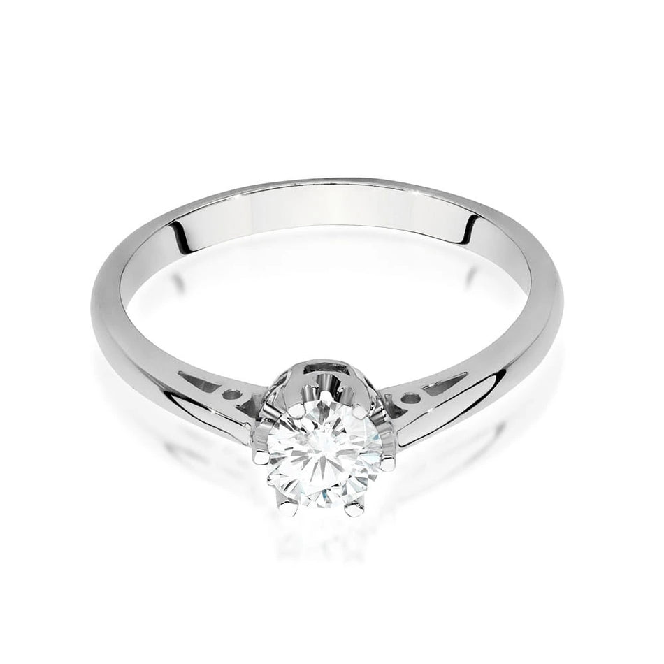 Prsteň z bieleho zlata – lab-grown diamant 0,40 ct, Round/Brilliant