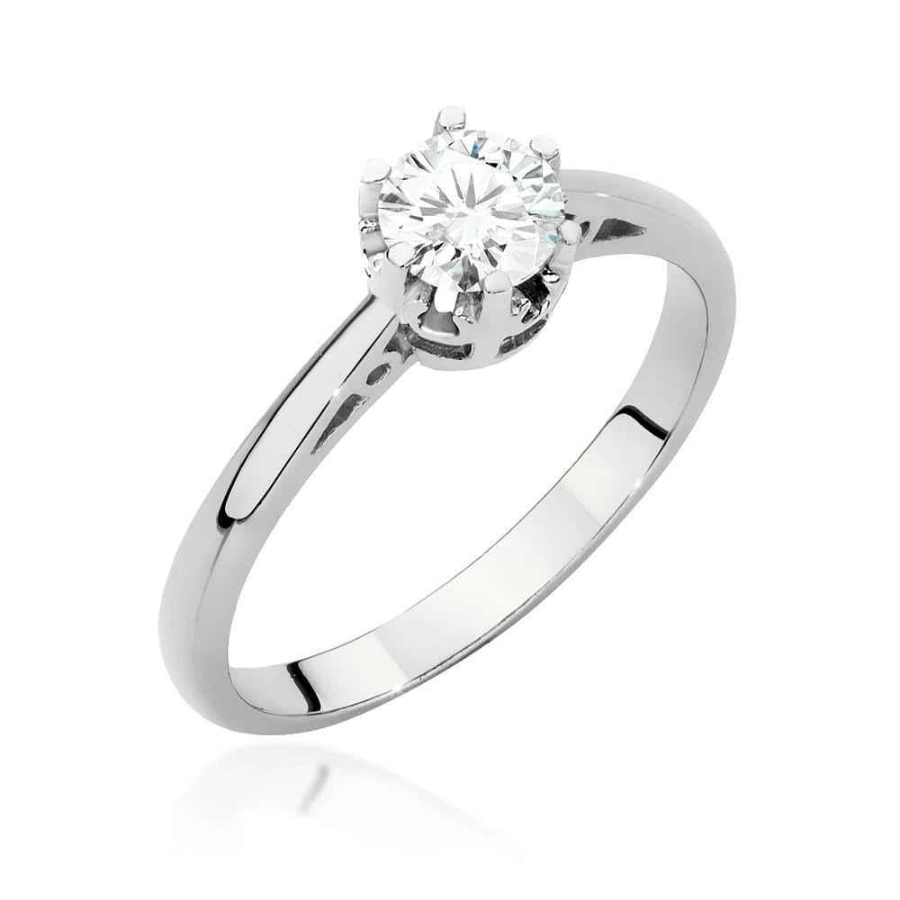 Prsteň z bieleho zlata – lab-grown diamant 0,50 ct, Round/Brilliant