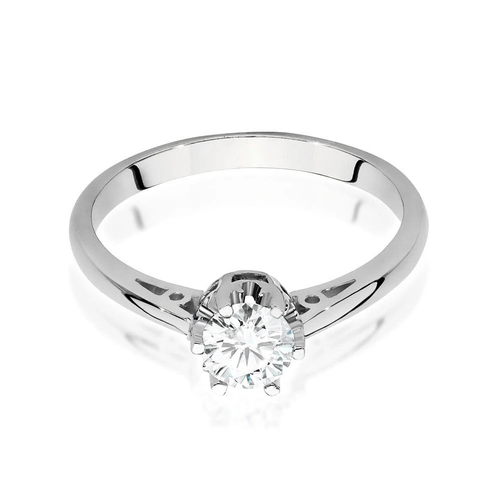 Prsteň z bieleho zlata – lab-grown diamant 0,50 ct, Round/Brilliant