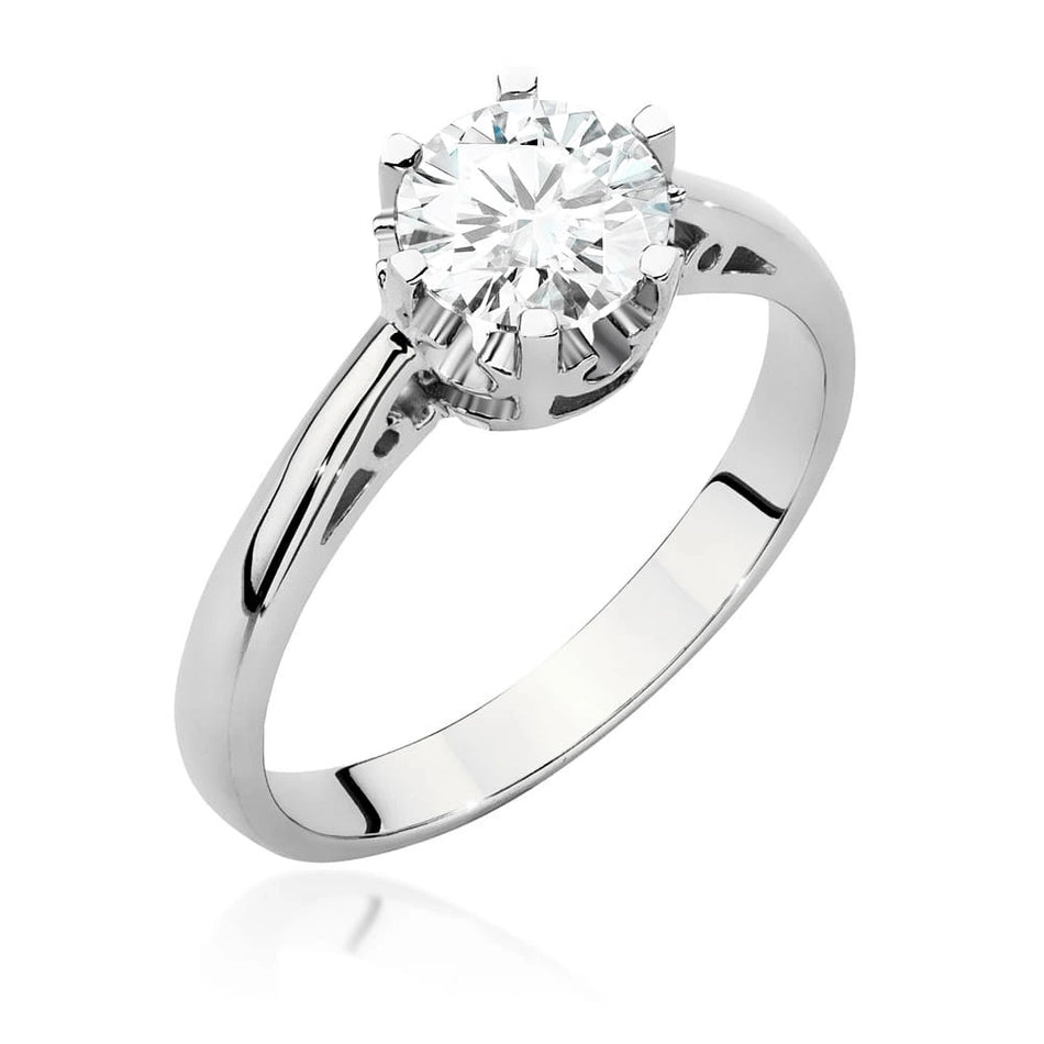 Prsteň z bieleho zlata – lab-grown diamant 1,00 ct, Round/Brilliant