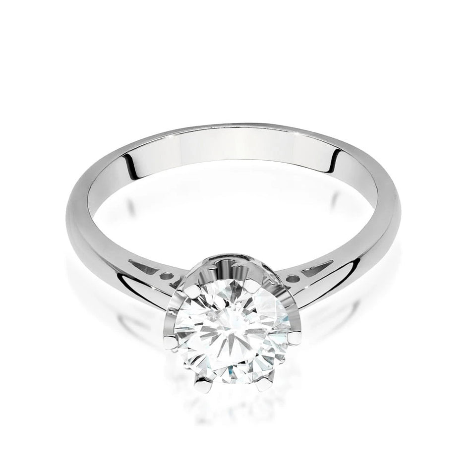 Prsteň z bieleho zlata – lab-grown diamant 1,00 ct, Round/Brilliant