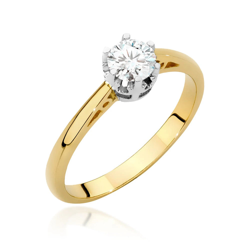 Prsteň zo žltého zlata – lab-grown diamant 0,40 ct, Round/Brilliant