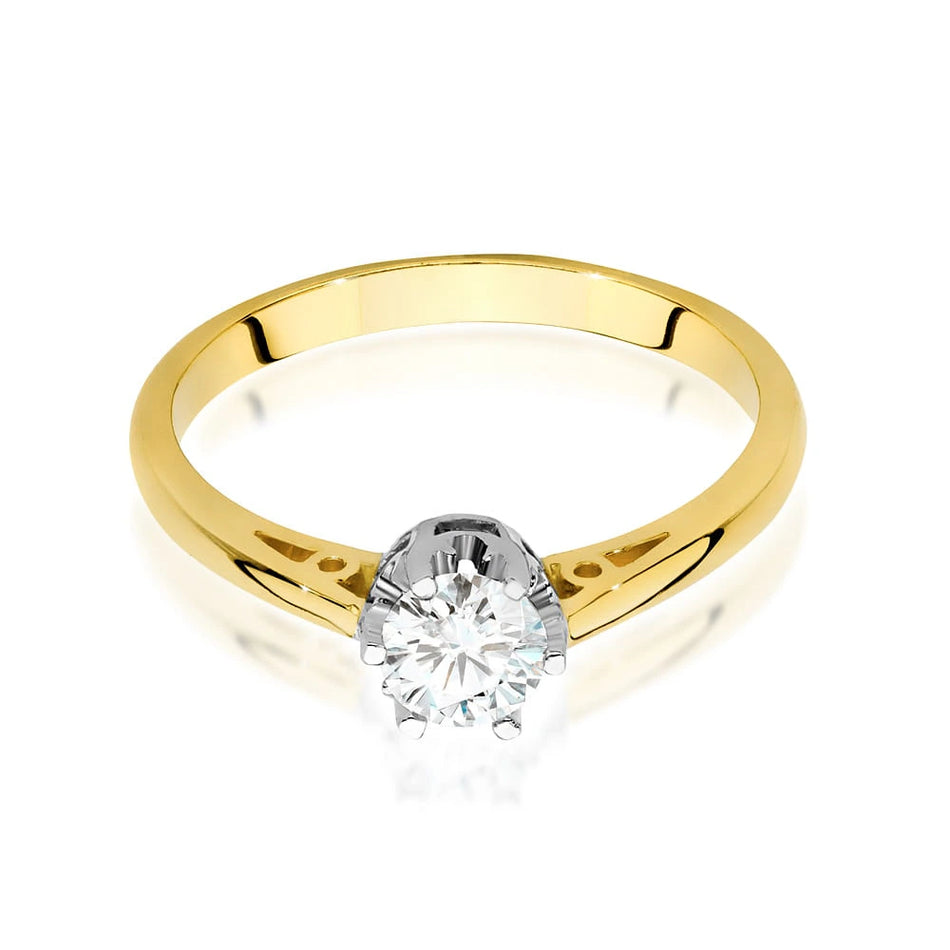 Prsteň zo žltého zlata – lab-grown diamant 0,40 ct, Round/Brilliant