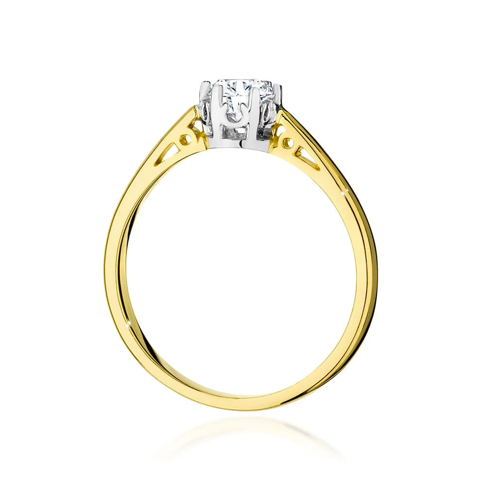 Prsteň zo žltého zlata – lab-grown diamant 0,40 ct, Round/Brilliant
