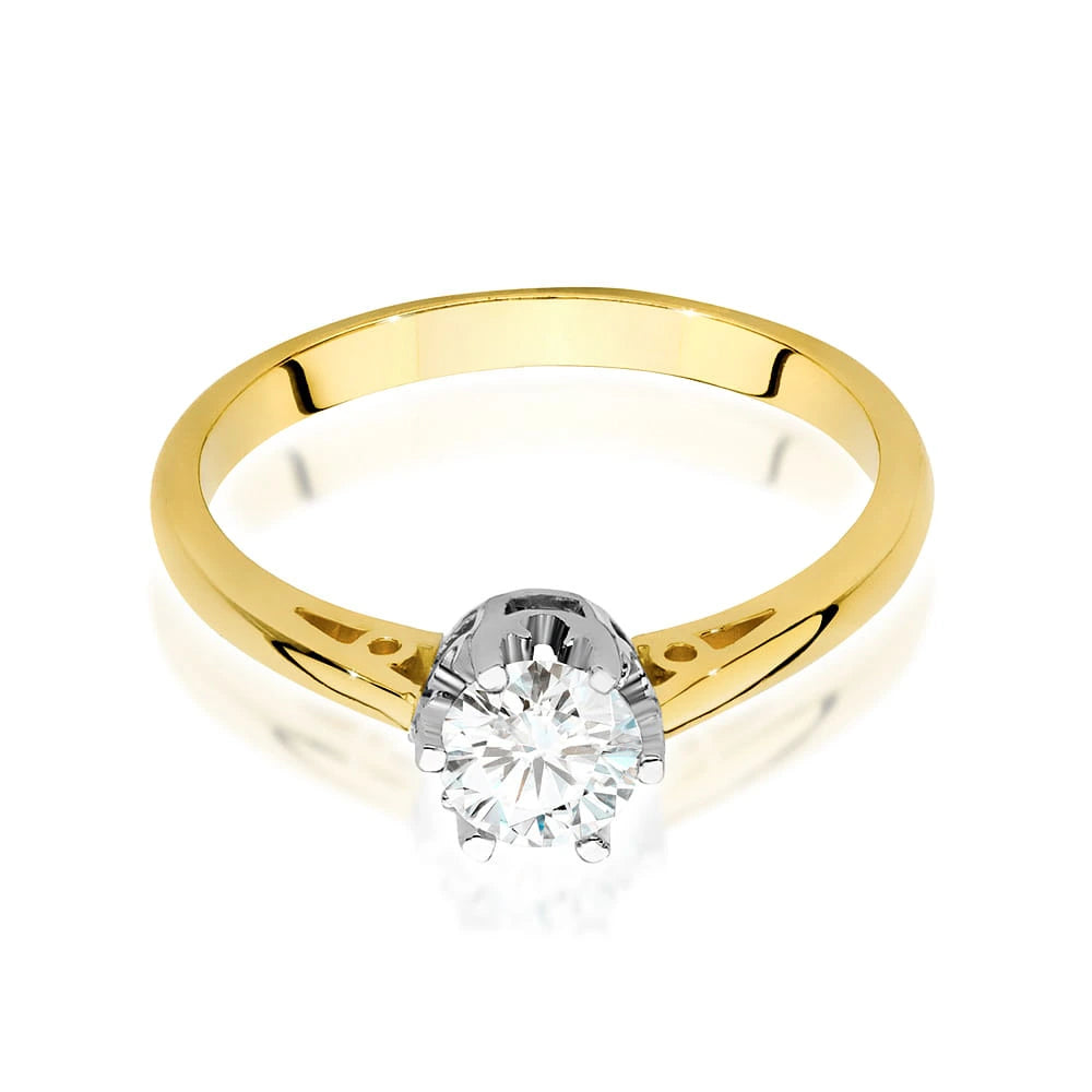 Prsteň zo žltého zlata – lab-grown diamant 0,50 ct, Round/Brilliant