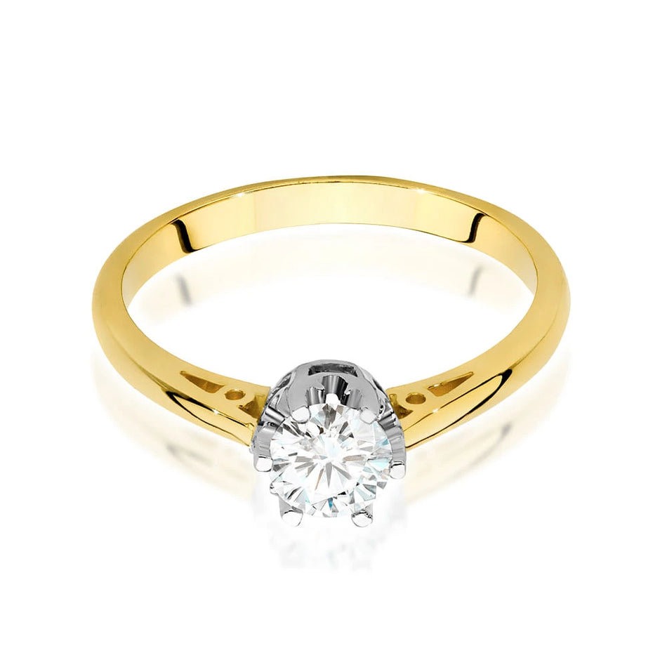 Prsteň zo žltého zlata – lab-grown diamant 0,50 ct, Round/Brilliant