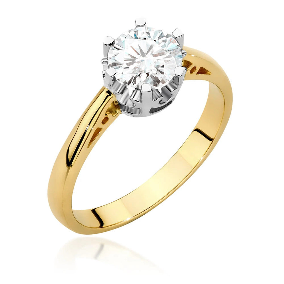 Prsteň zo žltého zlata – lab-grown diamant 1,00 ct, Round/Brilliant