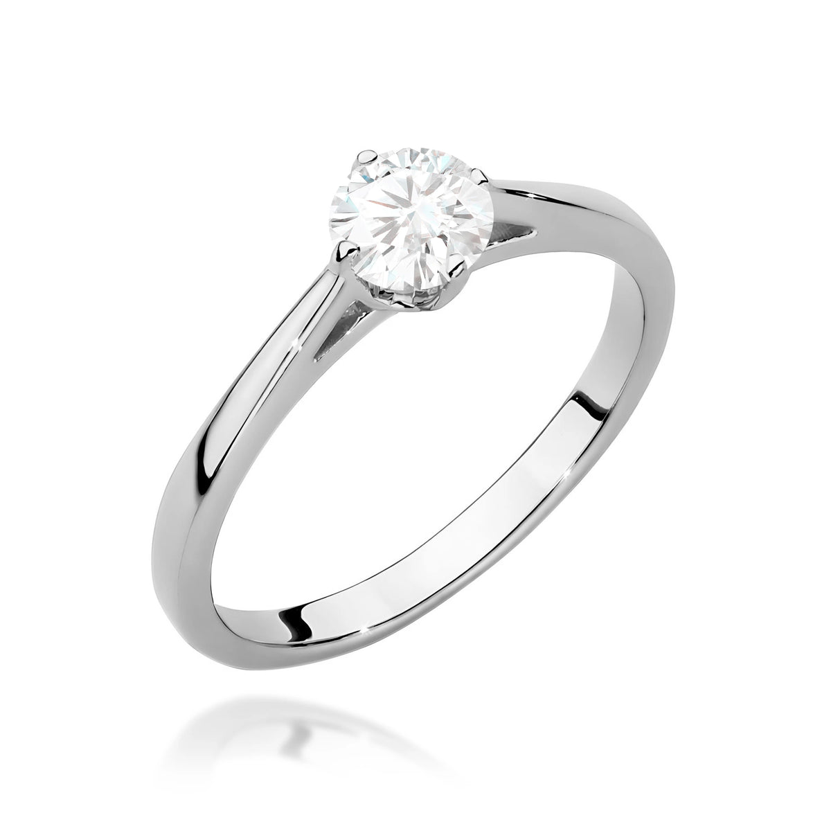 Prsteň z bieleho zlata – lab-grown diamant Round/Brilliant s hmotnosťou 0,40 ct