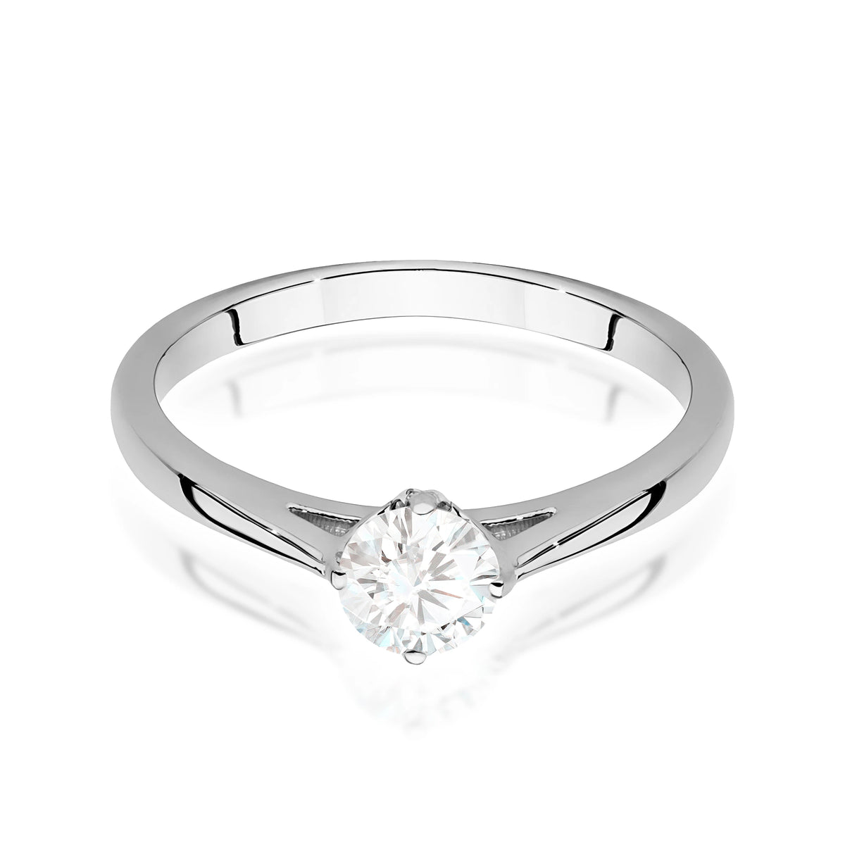 Prsteň z bieleho zlata – lab-grown diamant Round/Brilliant s hmotnosťou 0,40 ct