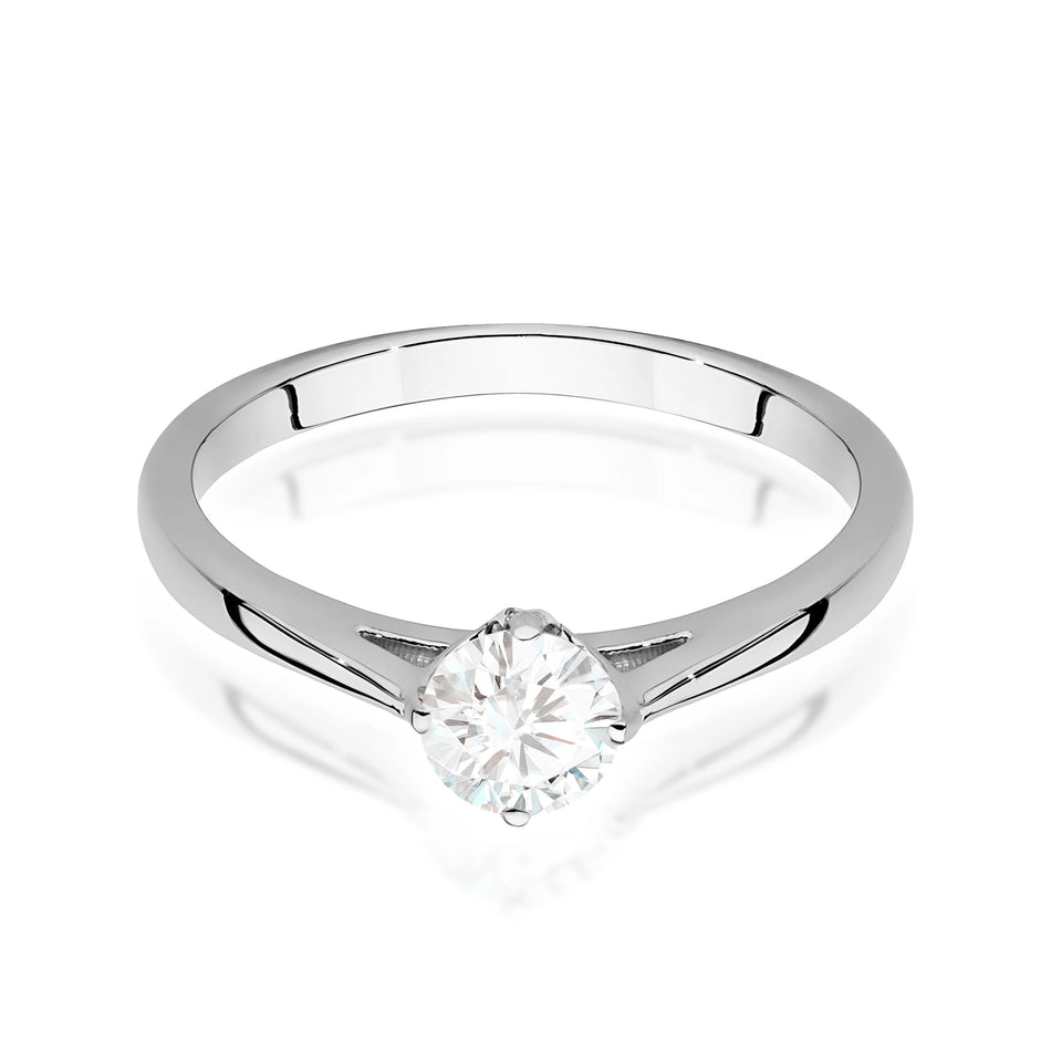 Prsteň z bieleho zlata – lab-grown diamant Round/Brilliant s hmotnosťou 0,40 ct