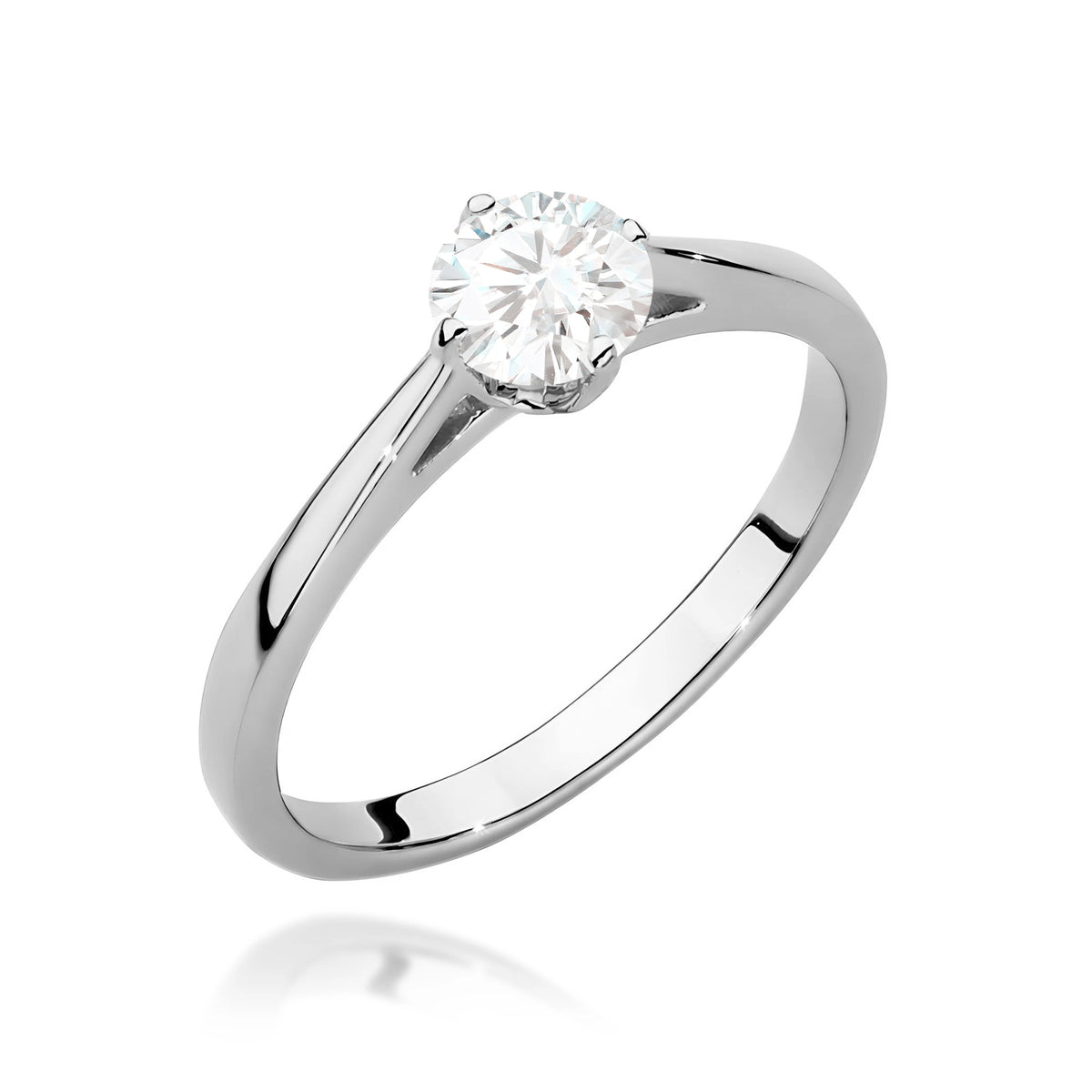 Prsteň z bieleho zlata – lab-grown diamant Round/Brilliant s hmotnosťou 0,50 ct