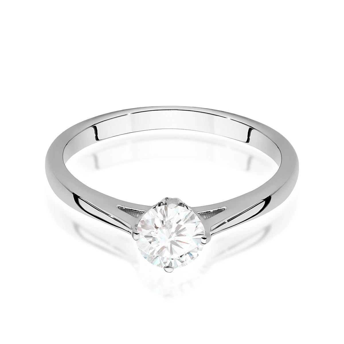 Prsteň z bieleho zlata – lab-grown diamant Round/Brilliant s hmotnosťou 0,50 ct