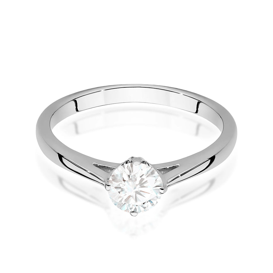 Prsteň z bieleho zlata – lab-grown diamant Round/Brilliant s hmotnosťou 0,50 ct
