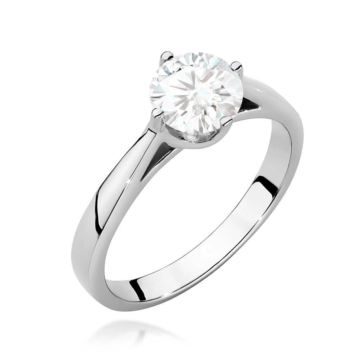 Prsteň z bieleho zlata – lab-grown diamant Round/Brilliant s hmotnosťou 1,00 ct