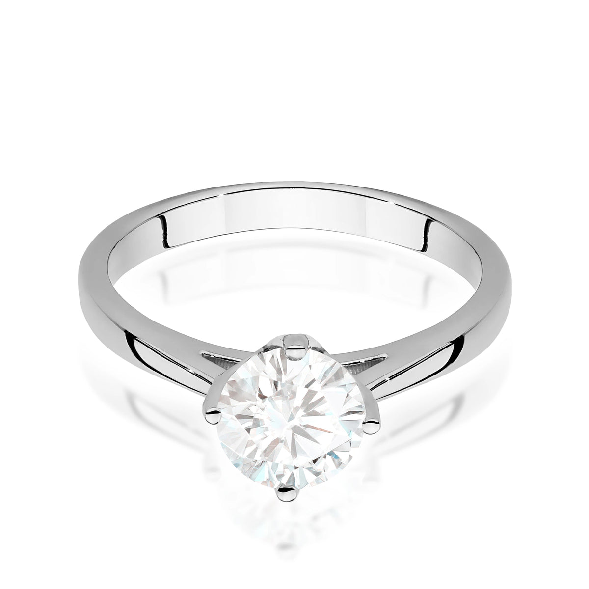 Prsteň z bieleho zlata – lab-grown diamant Round/Brilliant s hmotnosťou 1,00 ct