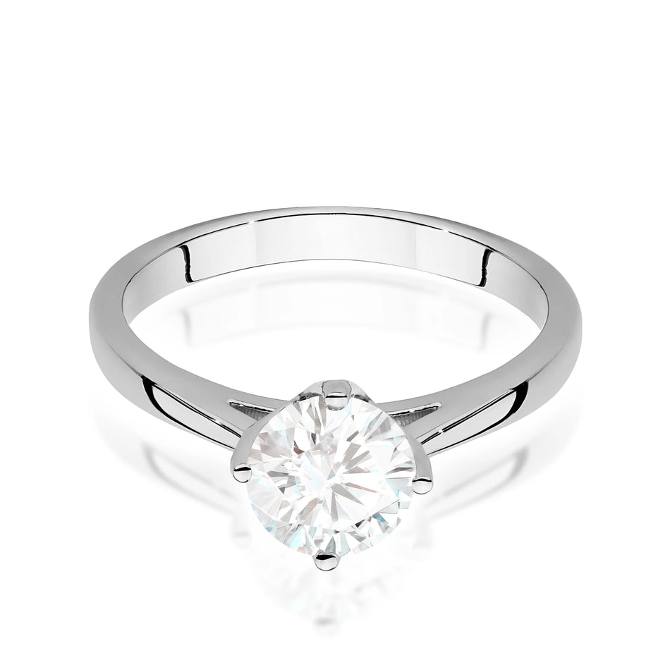 Prsteň z bieleho zlata – lab-grown diamant Round/Brilliant s hmotnosťou 1,00 ct