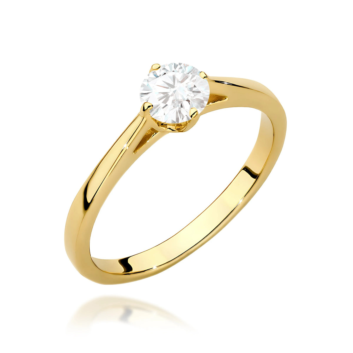 Prsteň zo žltého zlata – lab-grown diamant Round/Brilliant s hmotnosťou 0,40 ct