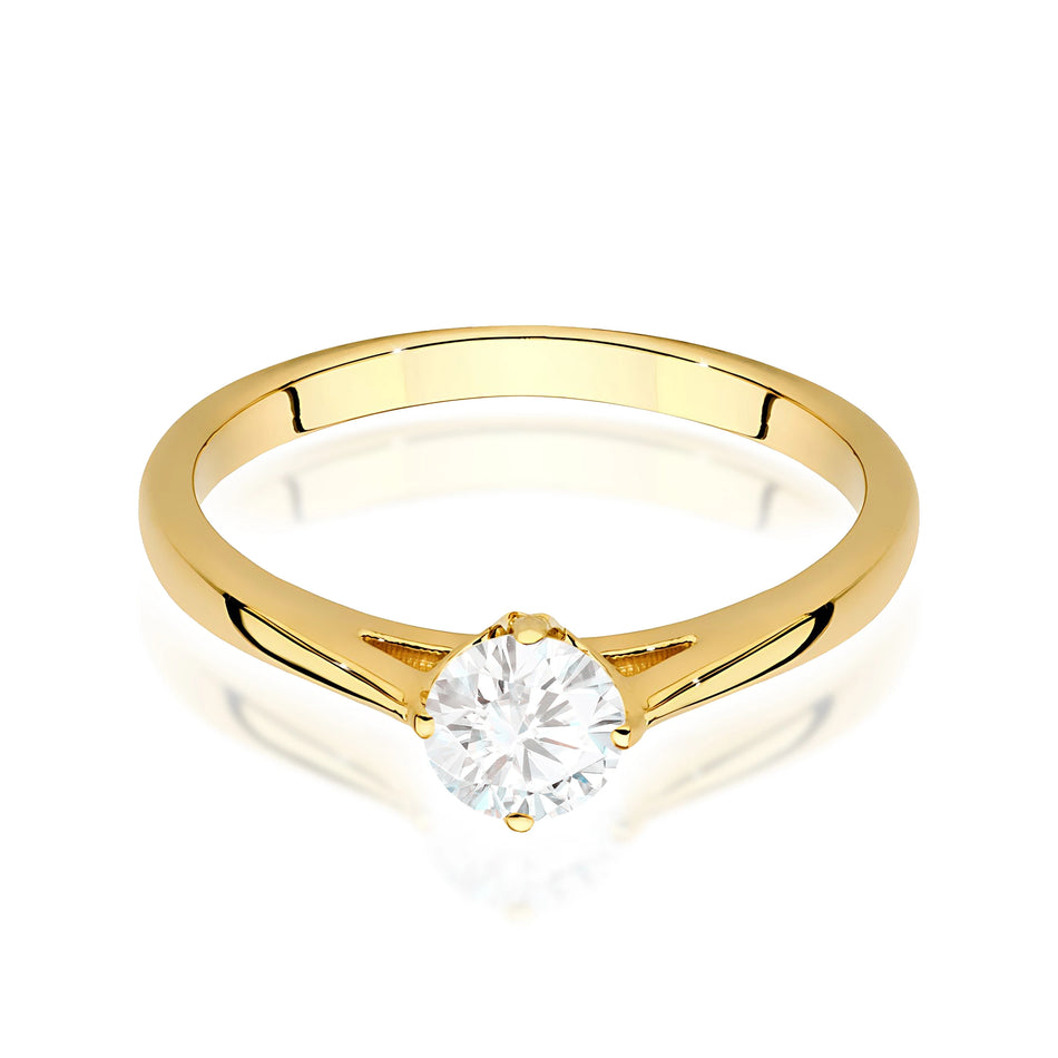 Prsteň zo žltého zlata – lab-grown diamant Round/Brilliant s hmotnosťou 0,40 ct