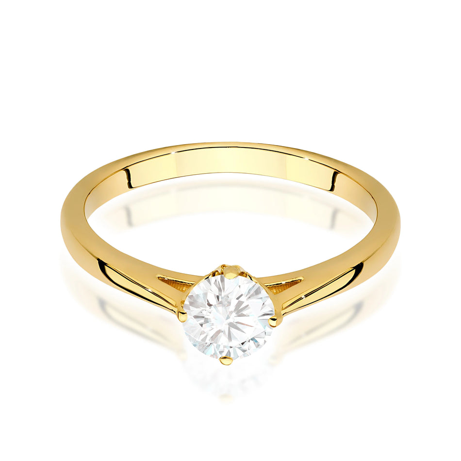 Prsteň zo žltého zlata – lab-grown diamant Round/Brilliant s hmotnosťou 0,50 ct