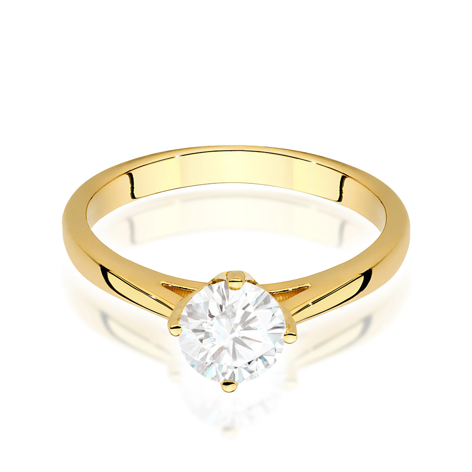 Prsteň zo žltého zlata – lab-grown diamant Round/Brilliant s hmotnosťou 0,70 ct