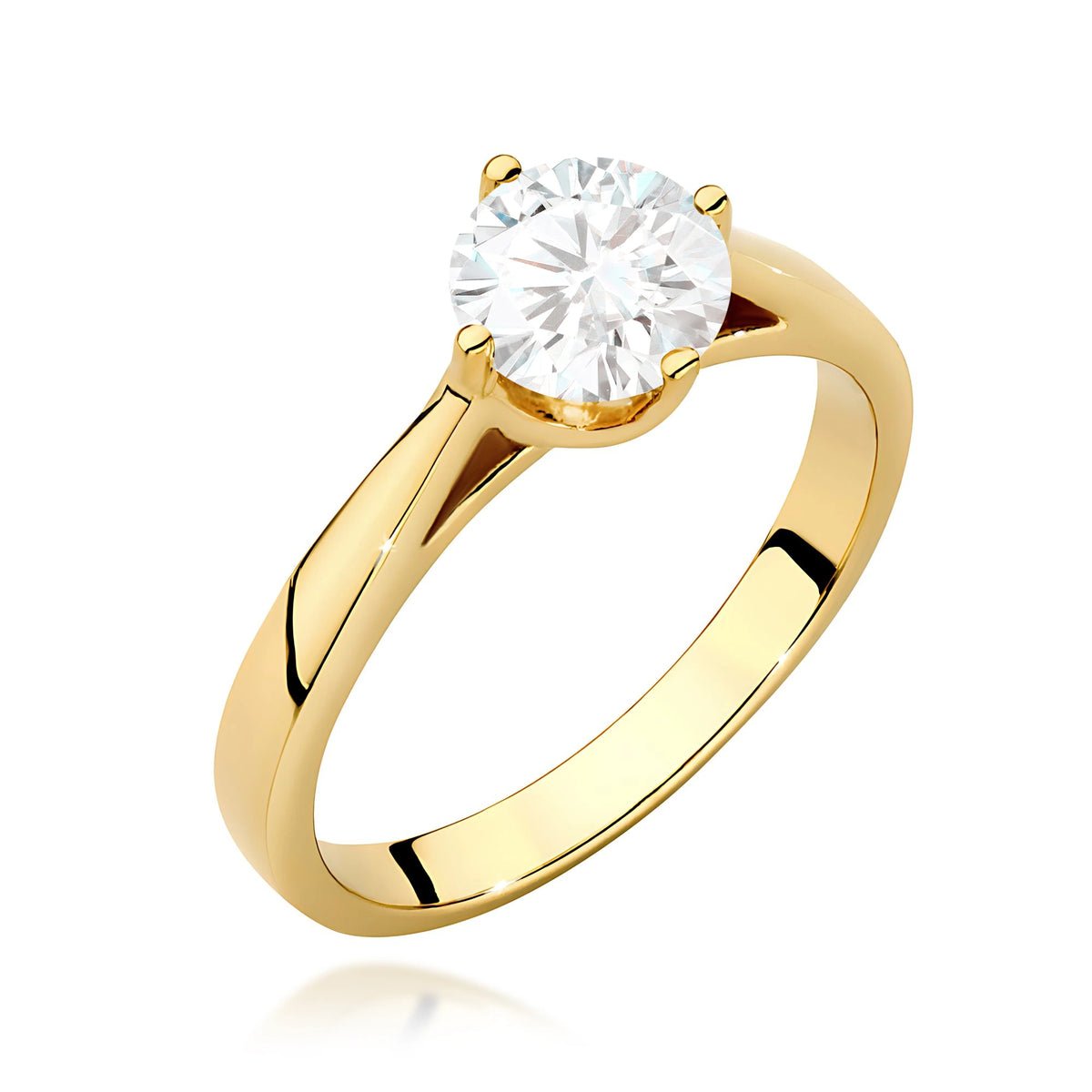 Prsteň zo žltého zlata – lab-grown diamant Round/Brilliant s hmotnosťou 1,00 ct