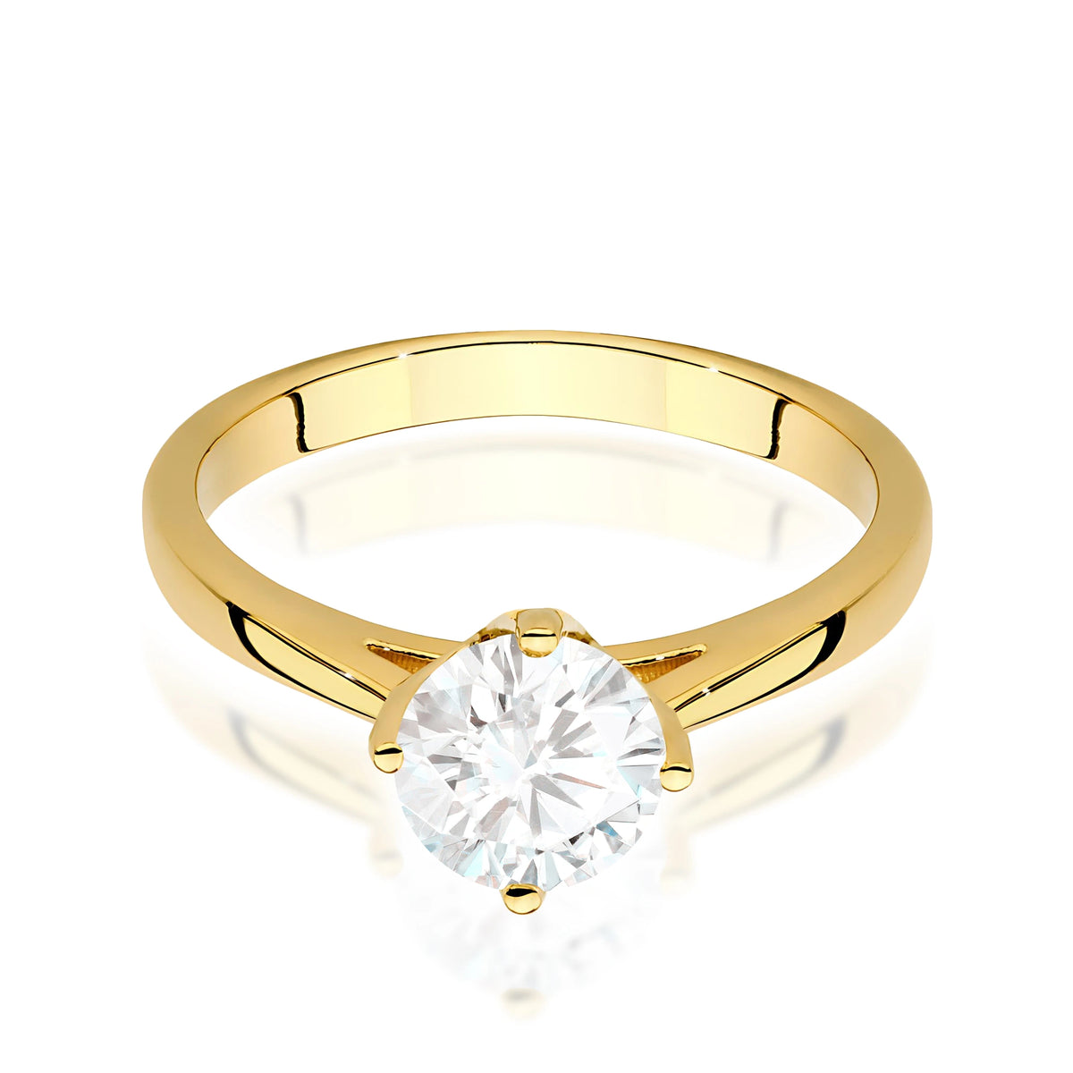 Prsteň zo žltého zlata – lab-grown diamant Round/Brilliant s hmotnosťou 1,00 ct