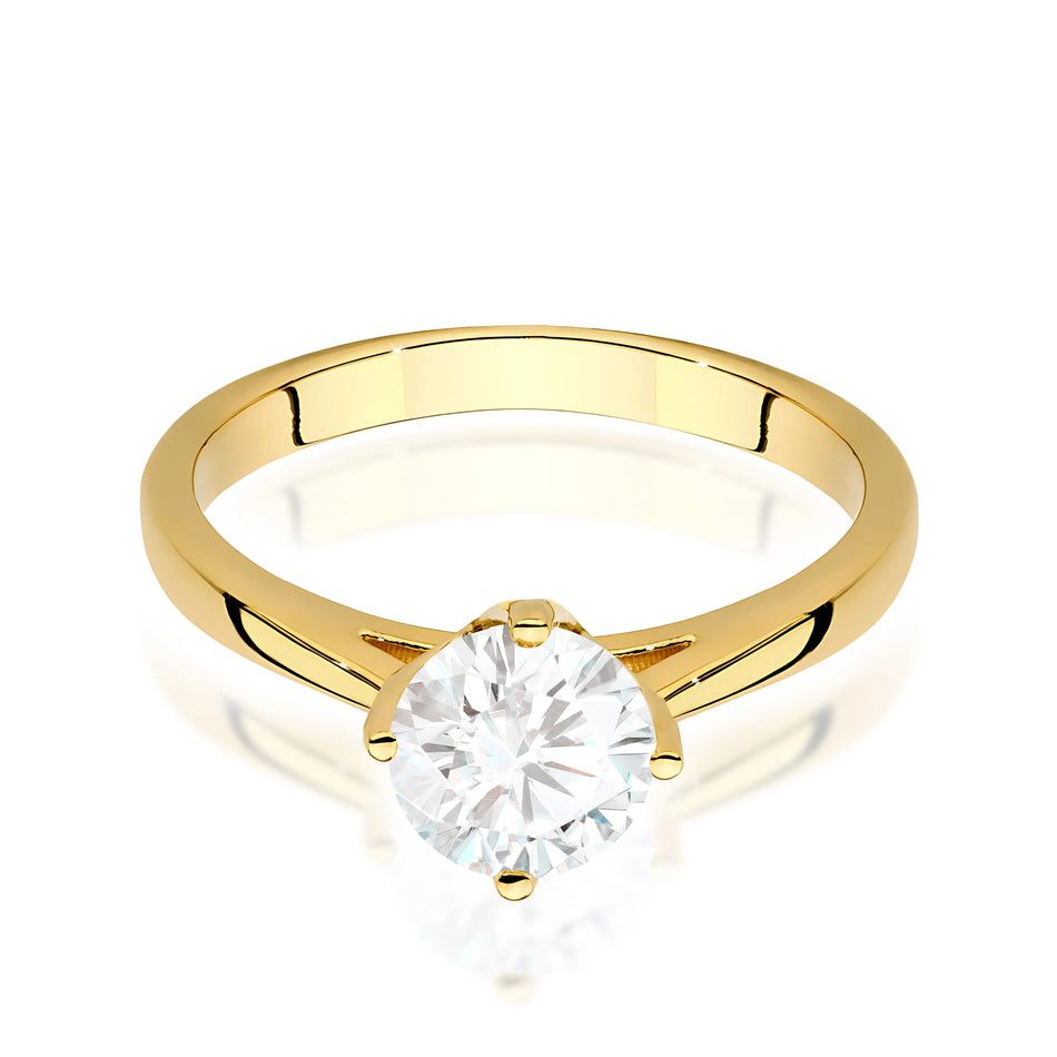 Prsteň zo žltého zlata – lab-grown diamant Round/Brilliant s hmotnosťou 1,00 ct