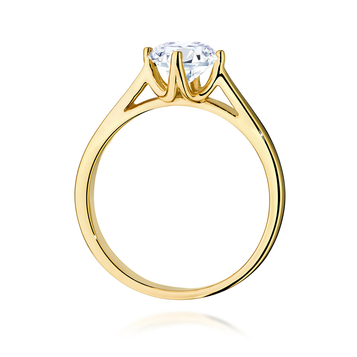 Prsteň zo žltého zlata – lab-grown diamant Round/Brilliant s hmotnosťou 1,00 ct