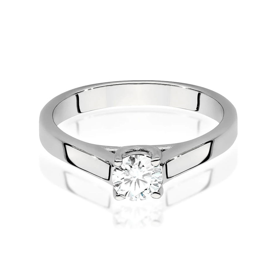Prsteň z bieleho zlata s lab-grown diamantom 0,40 ct Round/Brilliant