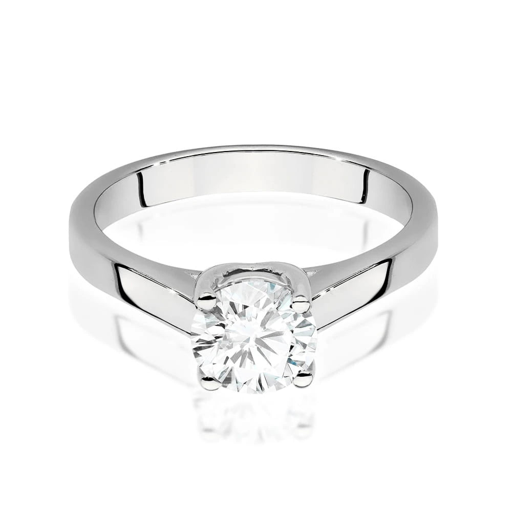 Prsteň z bieleho zlata s lab-grown diamantom Round/Brilliant 1,00 ct