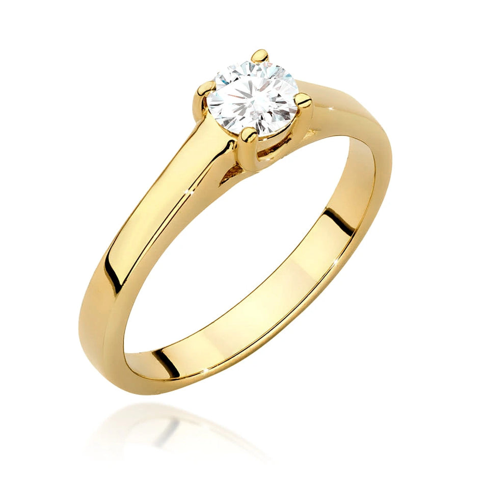 Prsteň zo žltého zlata s lab-grown diamantom 0,40 ct Round/Brilliant