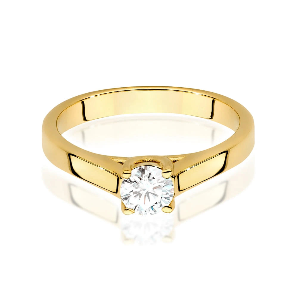 Prsteň zo žltého zlata s lab-grown diamantom 0,40 ct Round/Brilliant