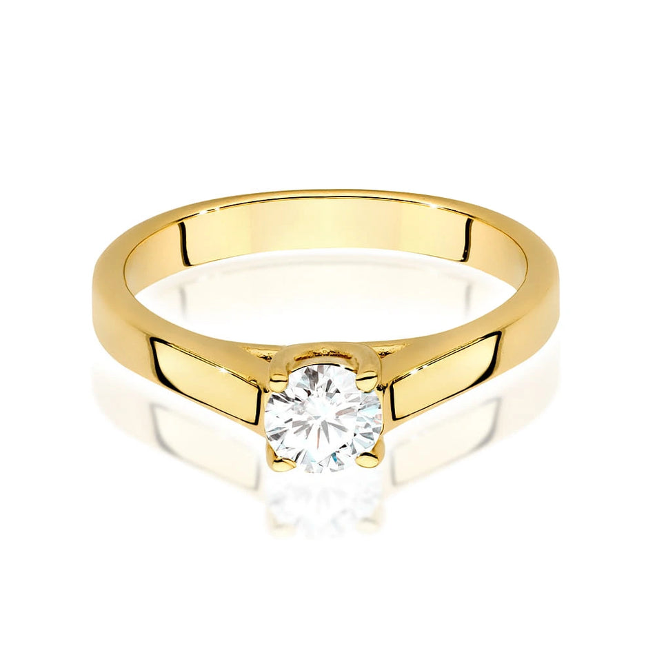 Prsteň zo žltého zlata s lab-grown diamantom 0,40 ct Round/Brilliant