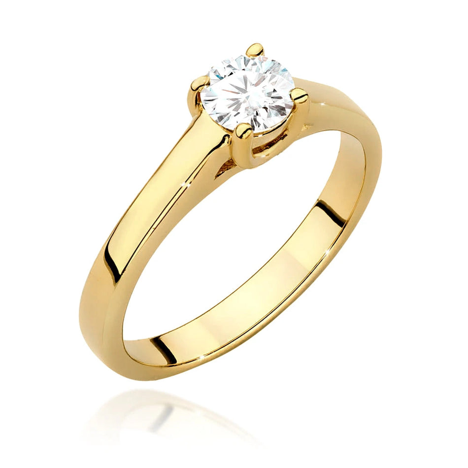 Prsteň zo žltého zlata s lab-grown diamantom 0,50 ct Round/Brilliant